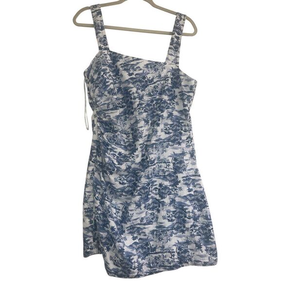 ✨Abercrombie & Fitch Linen-Blend Ruched Squareneck Mini Sz Medium Dress✨ - Picture 4 of 7